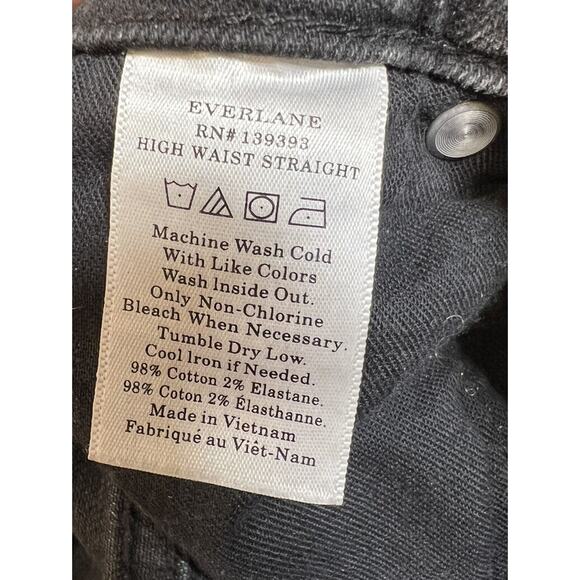 Everlane Jeans Size 24 High Waist Straight  Black High Rise - Picture 7 of 12